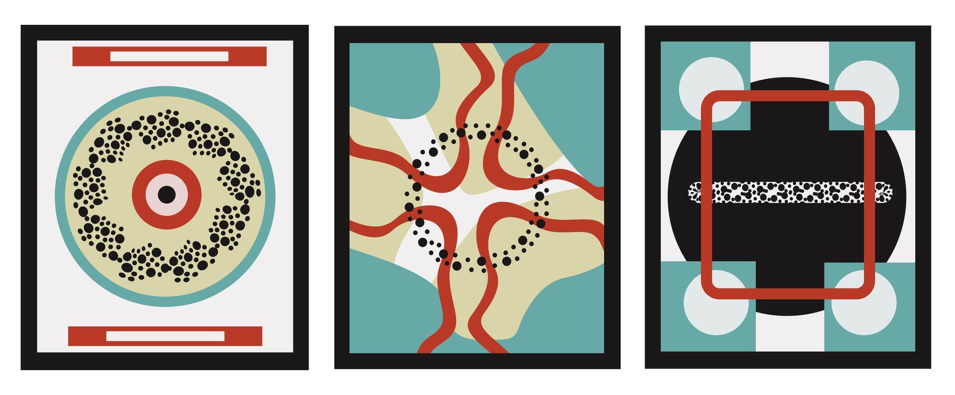 Abstract set of vertical art poster. Modern contemporary art for print, wall decor, brochure. Various shaps in trendy colors. Modern illustration vector