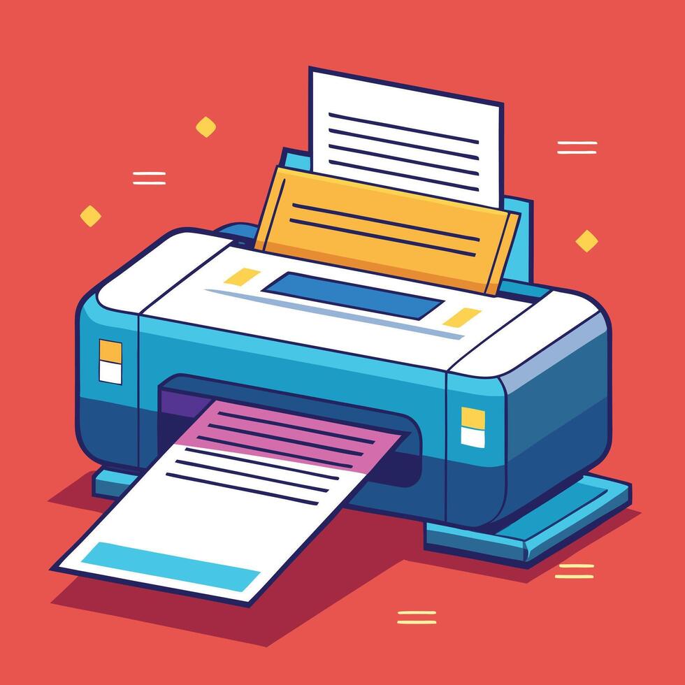 Printer with paper illustration vector