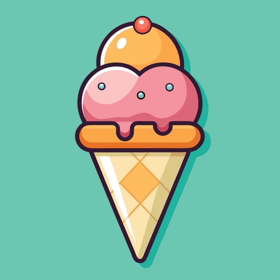 Ice Cream Cone Cartoon Icon Illustration vector