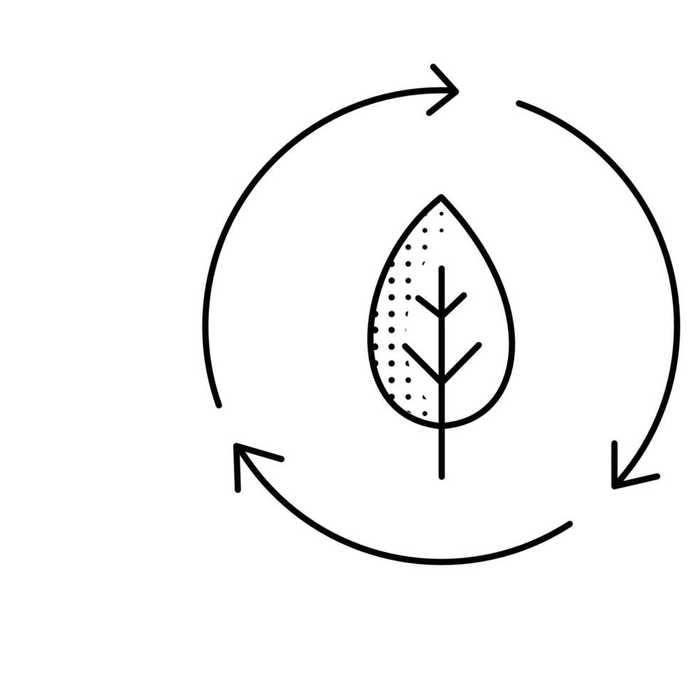A leaf is shown in a circle with arrows pointing to it vector