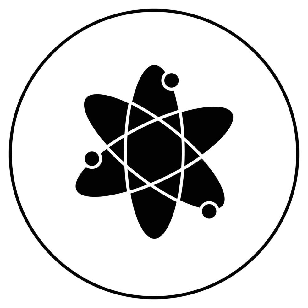 An atom symbol in a circle on a white background vector