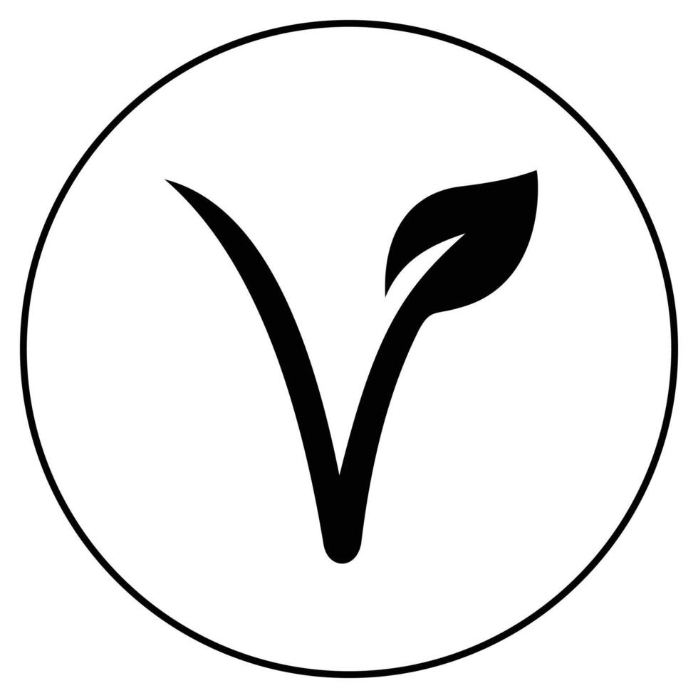 A black and white logo with a leaf in it vector