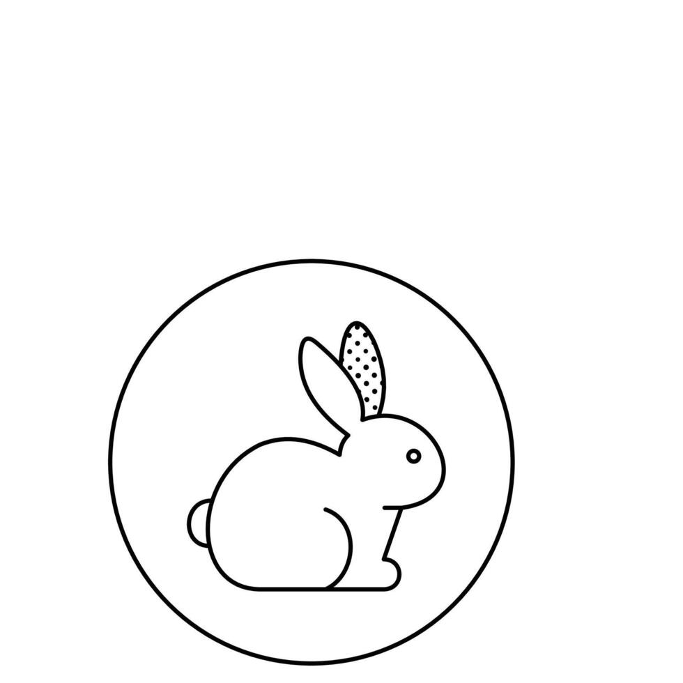 A black and white drawing of a rabbit in a circle vector
