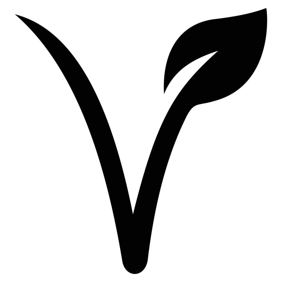 A black and white logo of a leaf vector