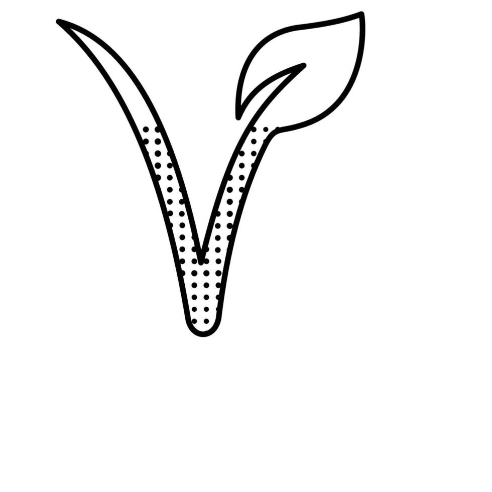 A black and white drawing of a letter v vector