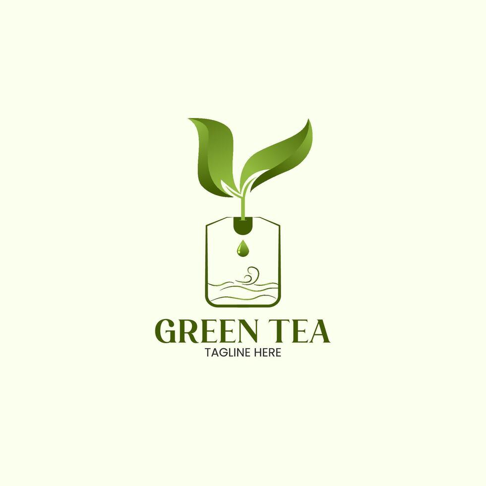 Green and organic tea logo vector
