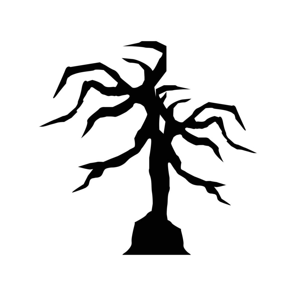Halloween tree silhouettes Illustration. Bare tree winter design isolated on white background. vector