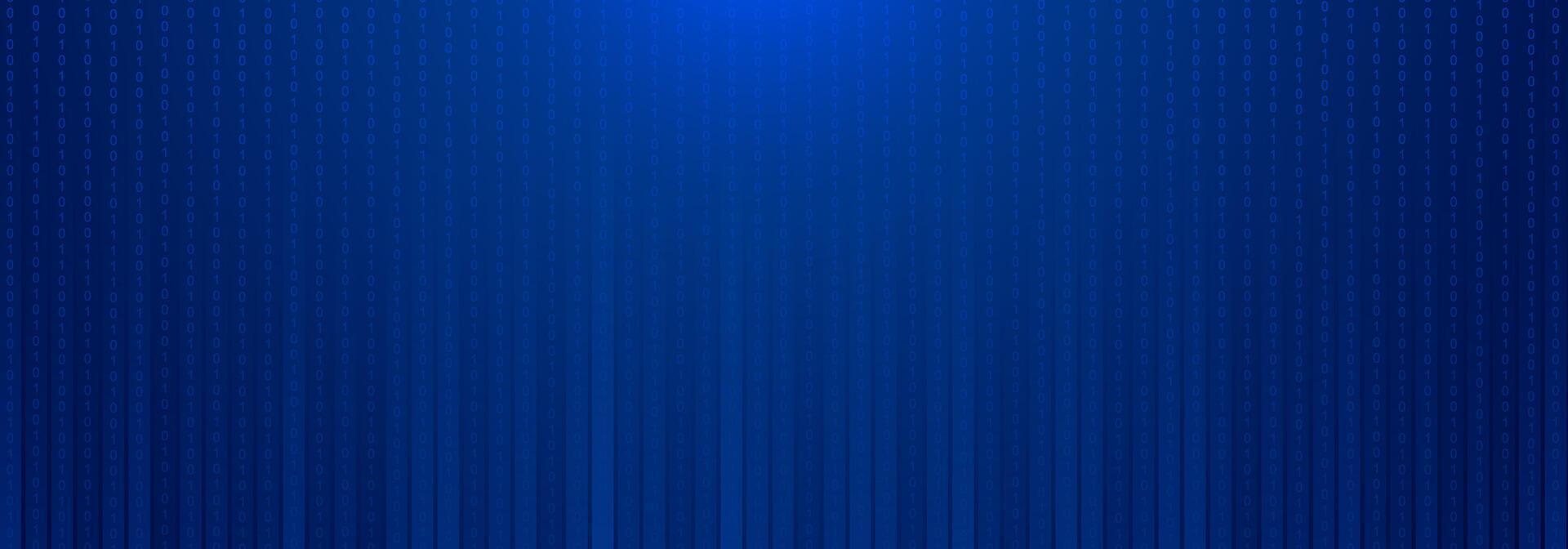 data flow modern blue futuristic ai computer internet banner template with full one zero flow down vector