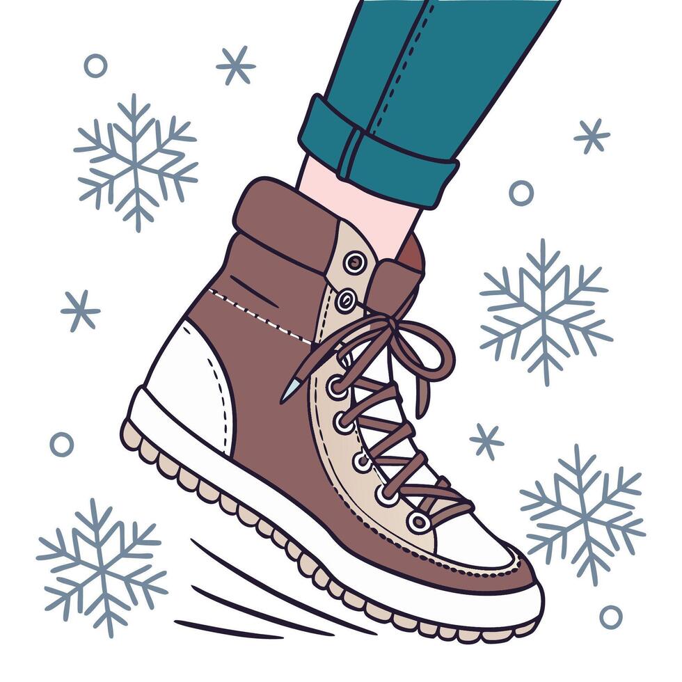 A person's foot is shown in a cartoon style drawing vector