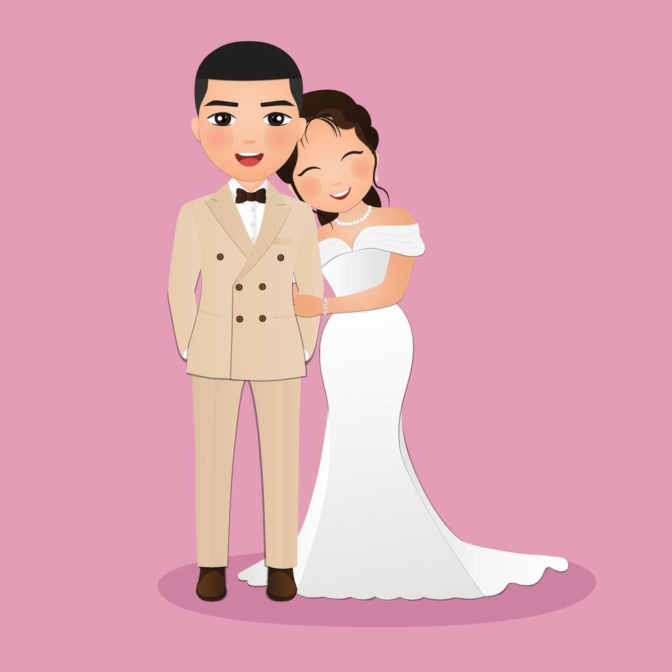 Cute couple young man and women cartoon in love vector