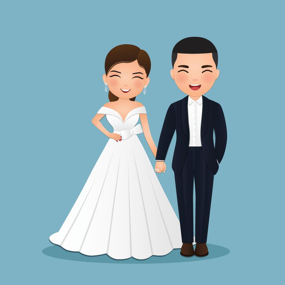 wedding cartoon invitation template vector