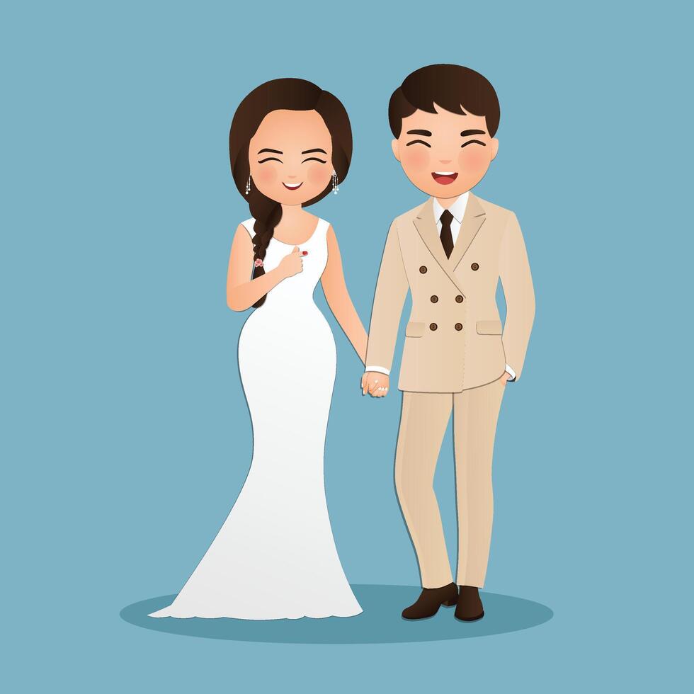 Bride and groom getting married vector