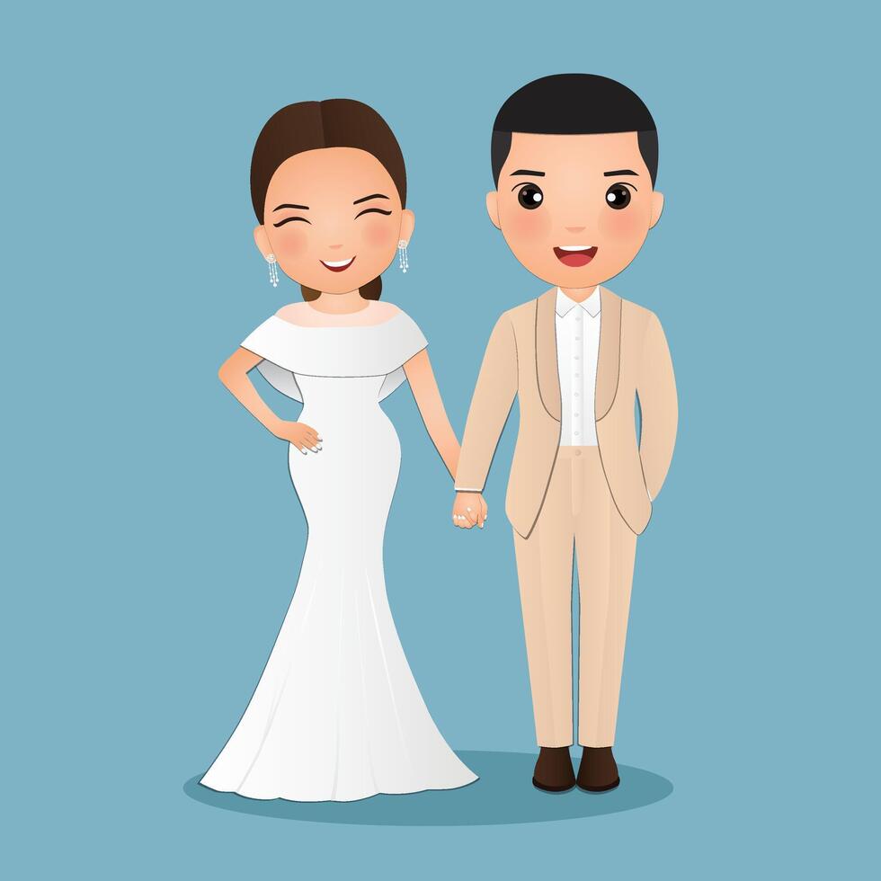 Cute couple with wedding invite vector
