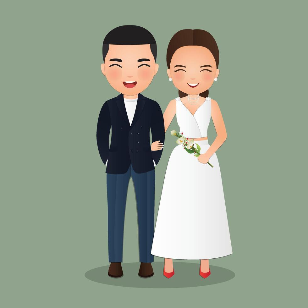 Beautiful just married couple in love vector