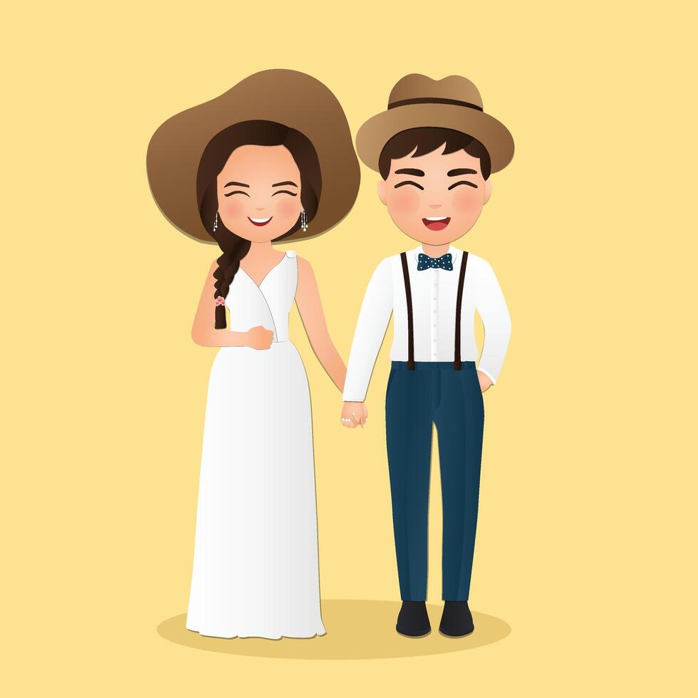 Cartoon a newly married couple vector