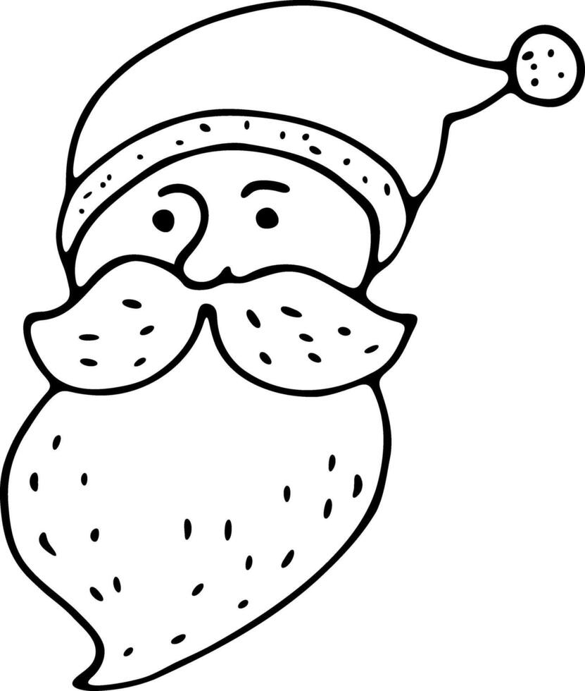 Black and white Santa Claus Doodle Illustration vector