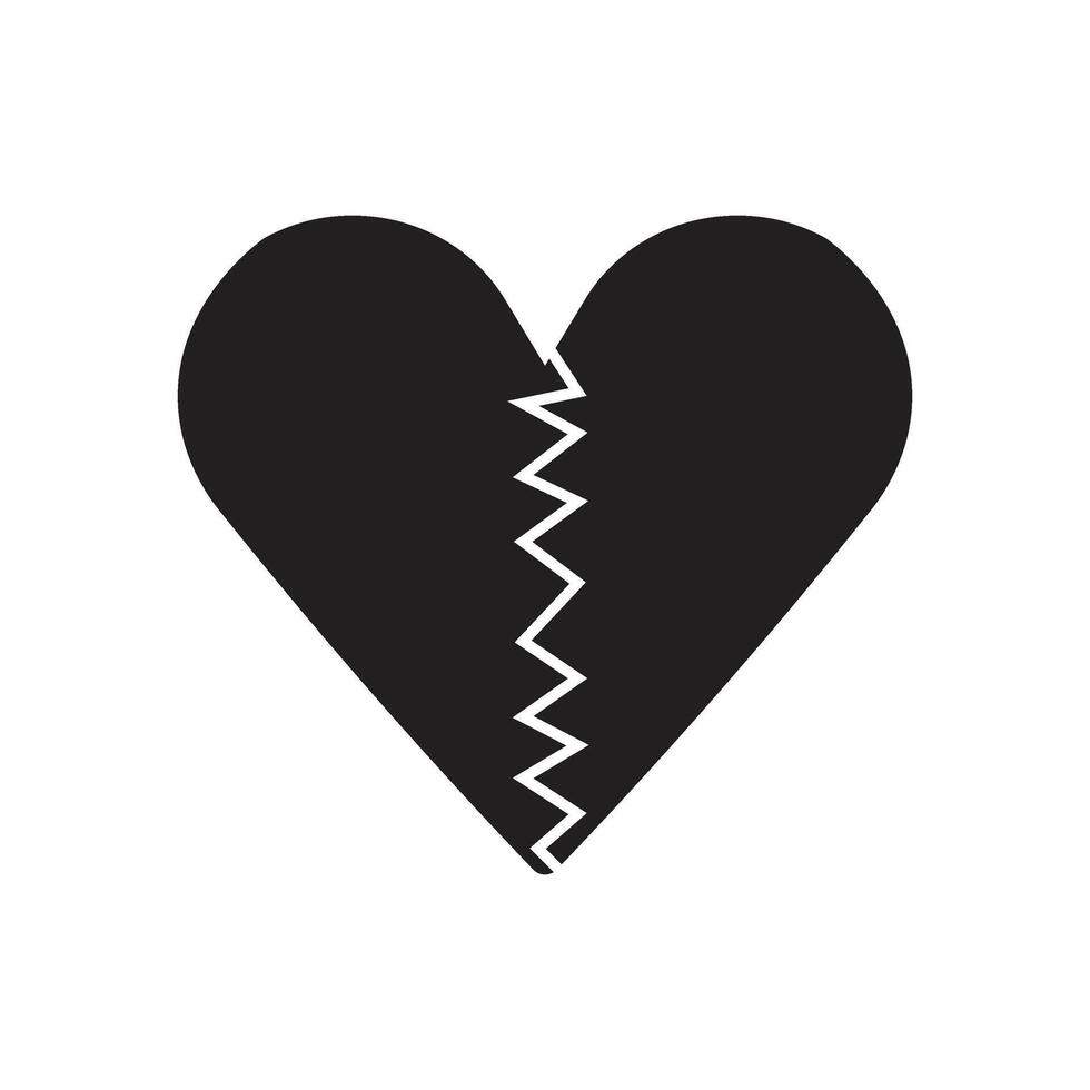 Broken heart icon isolated on white background vector