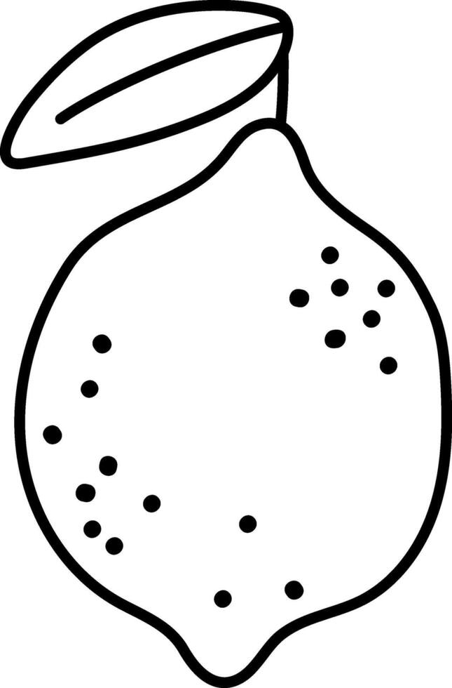 black and white lemon icon. Citrus fruit line illustration or coloring page vector