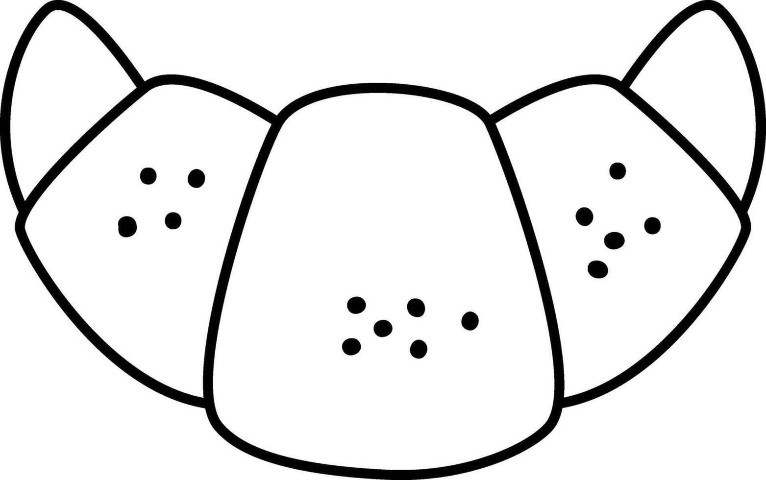 black and white croissant illustration or coloring page. French pastry line icon. Breakfast roll vector