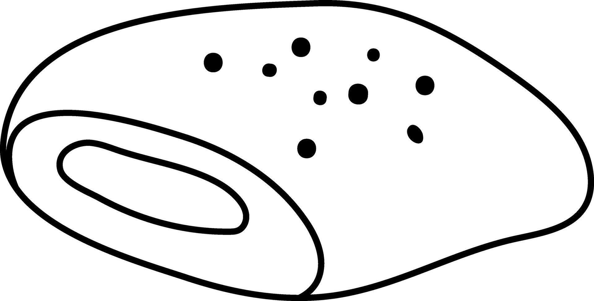 Chocolate roll line icon. French dessert black and white illustration or coloring page. Cake picture vector