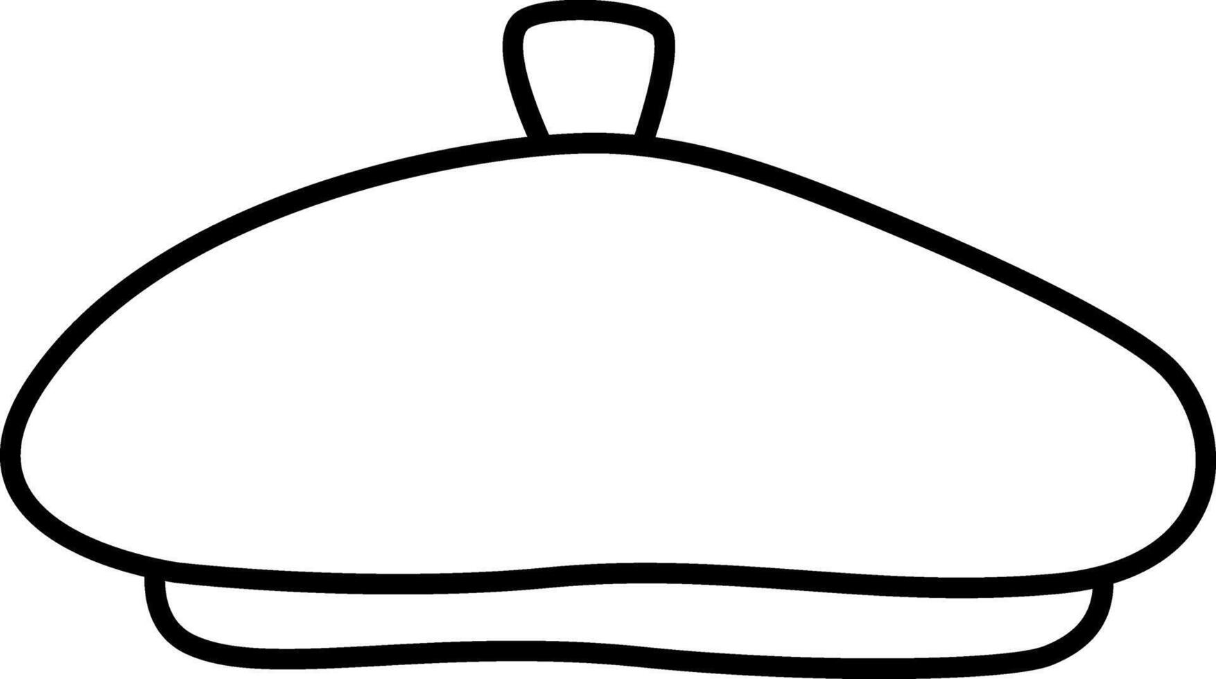 black and white beret icon. Traditional French hat. Head accessory line illustration or coloring page vector