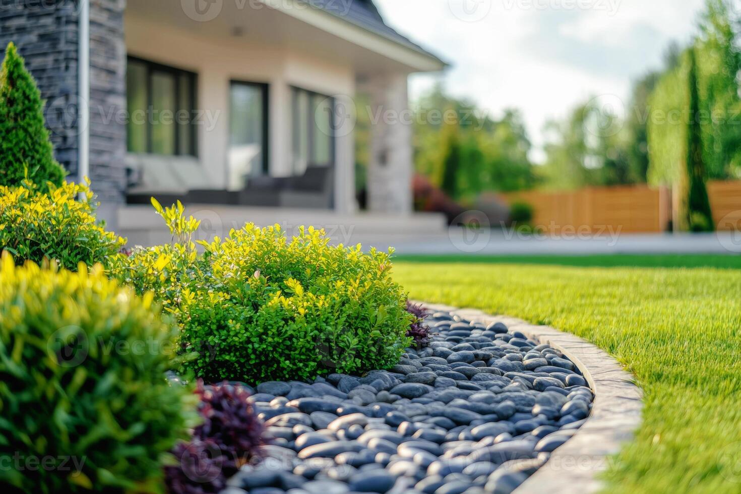 Beautiful modern home garden with landscaping design photo