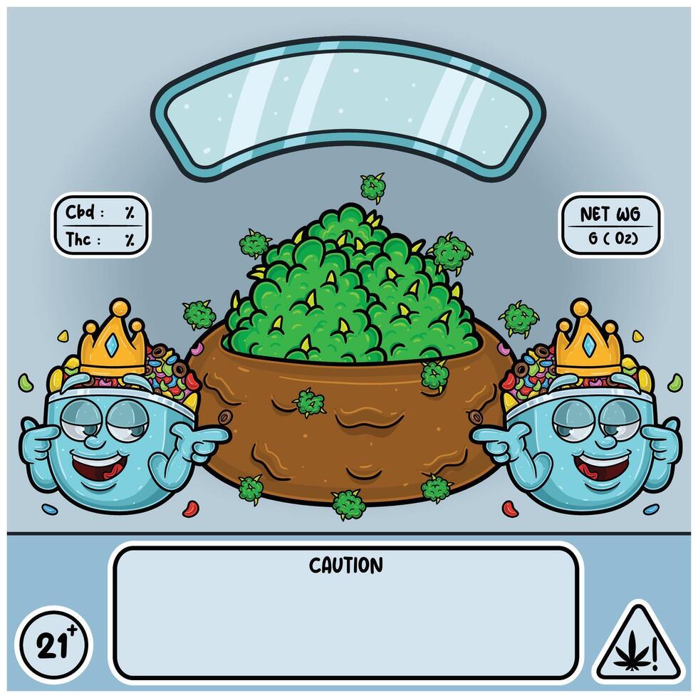 Cereals Strain with Herbal Leaves in cartoon style. Herbal Leaves Design For Logo, Label and Packaging Product. vector