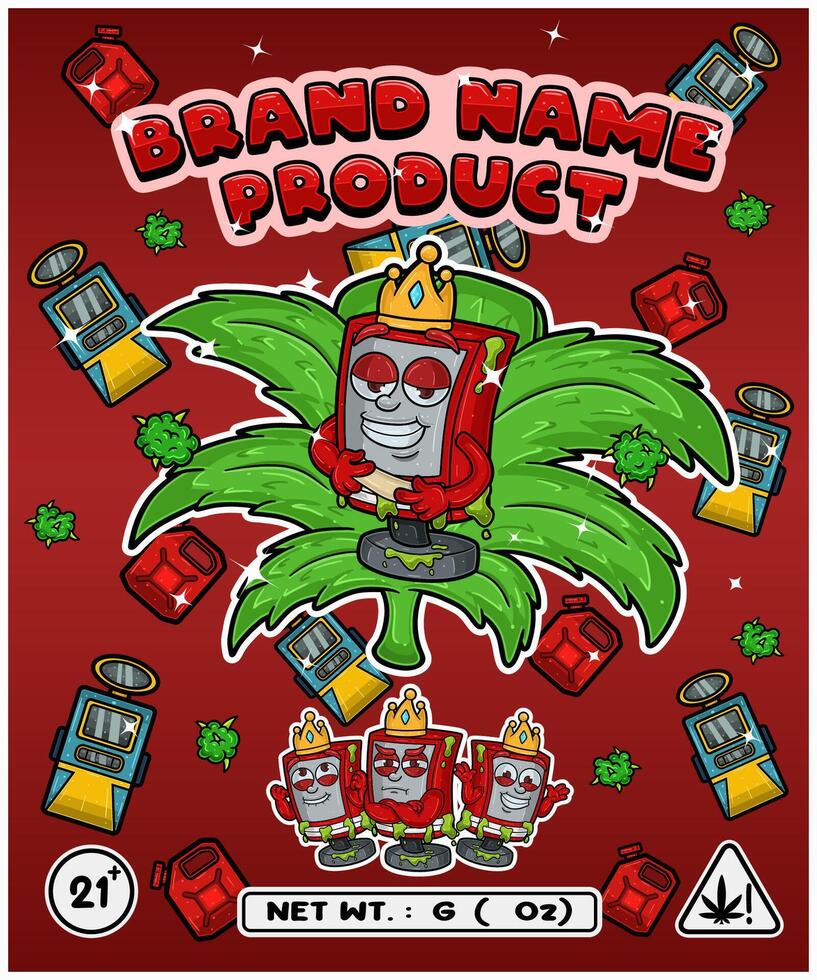 Sour Diesel Strain In Herbal Leaf and Brand Name Product Packaging. For Product, Label, Business and Brand Product. Vectors Illustrations.