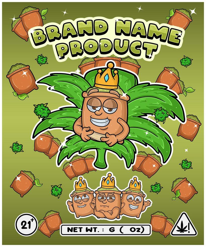 Matcha Strain In Herbal Leaf and Brand Name Product Packaging. For Product, Label, Business and Brand Product. Vectors Illustrations.
