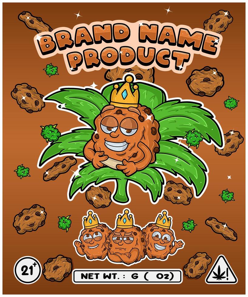 Cookies Strain In Herbal Leaf and Brand Name Product Packaging. For Product, Label, Business and Brand Product. Vectors Illustrations.