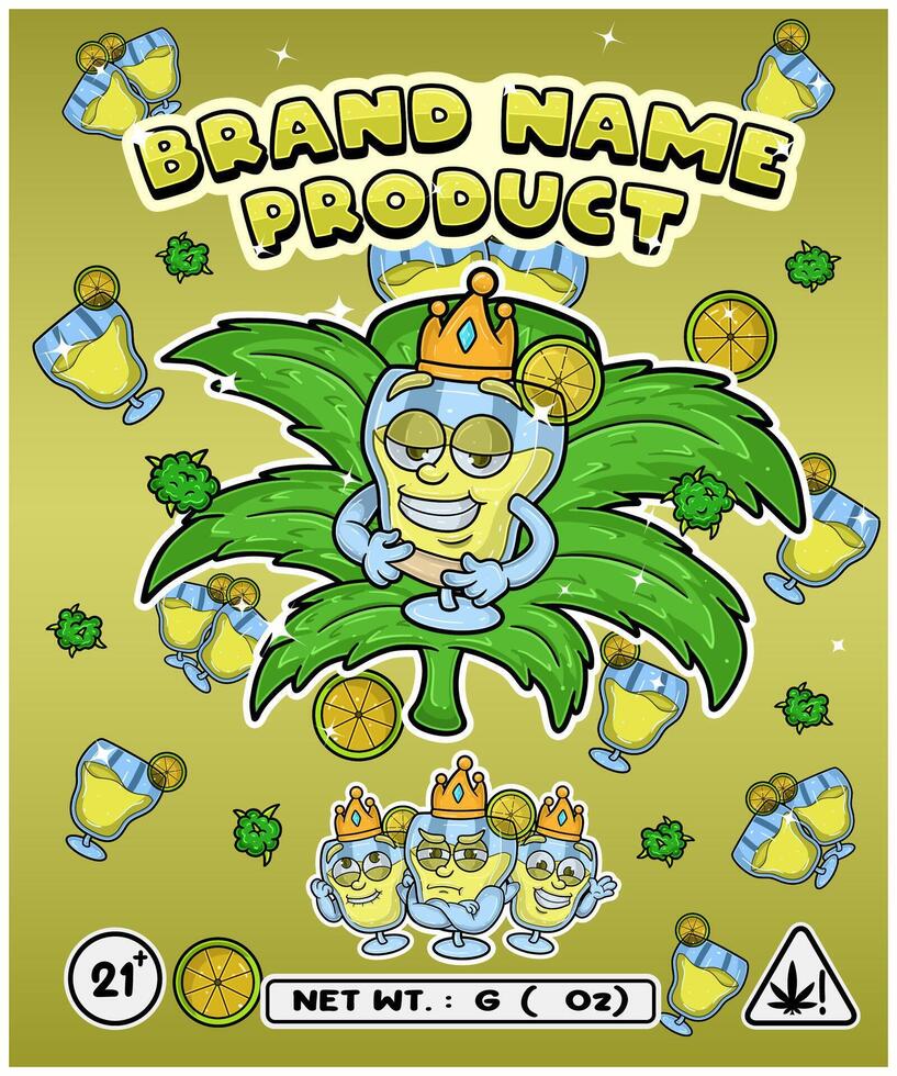 Margarita Strain In Herbal Leaf and Brand Name Product Packaging. For Product, Label, Business and Brand Product. Vectors Illustrations.