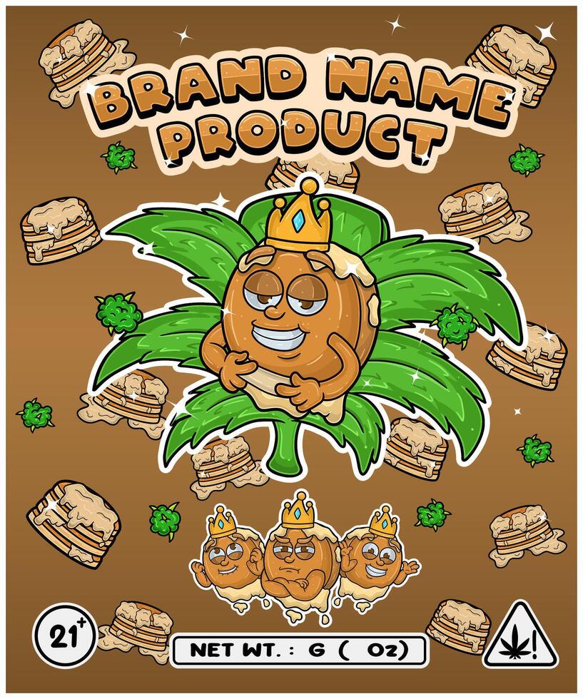 Pancakes Strain In Herbal Leaf and Brand Name Product Packaging. For Product, Label, Business and Brand Product. Vectors Illustrations.