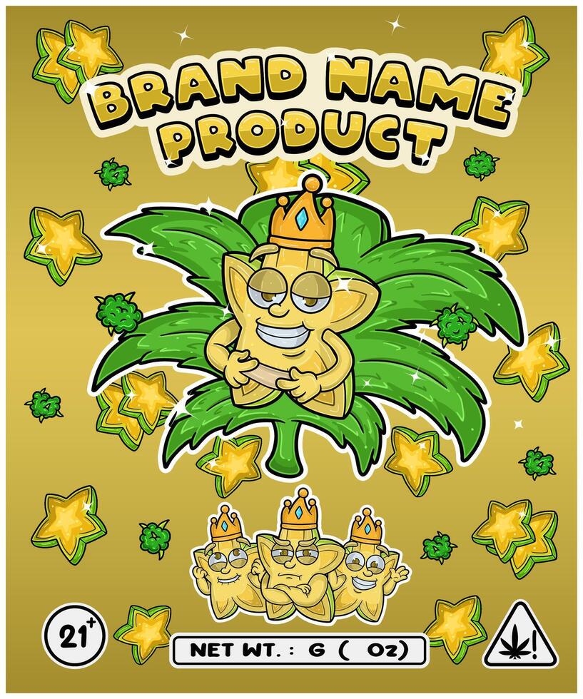 Star Fruit Strain In Herbal Leaf and Brand Name Product Packaging. For Product, Label, Business and Brand Product. Vectors Illustrations.