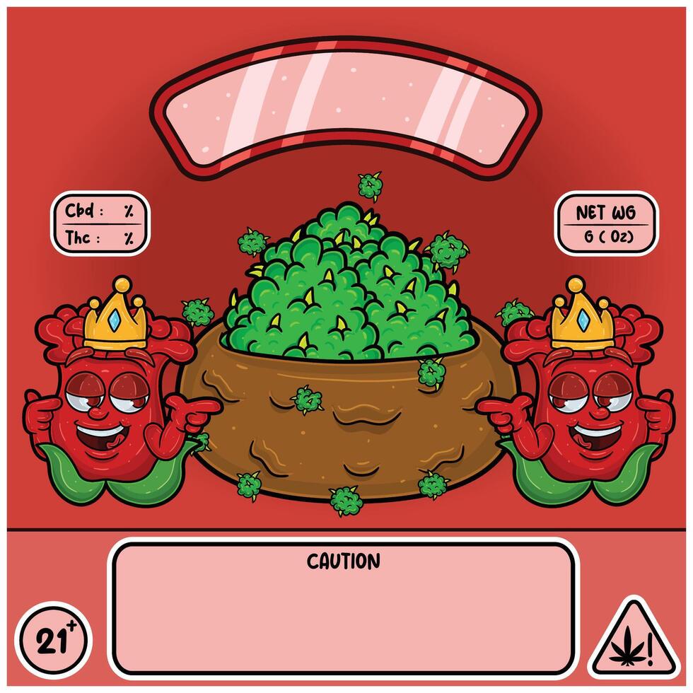 Rose Strain with Herbal Leaves in cartoon style. Herbal Leaves Design For Logo, Label and Packaging Product. vector