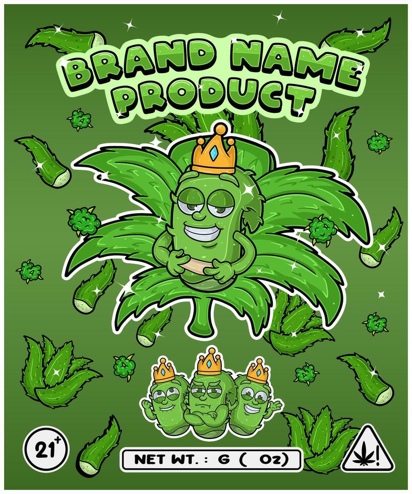 Aloe Vera Strain In Herbal Leaf and Brand Name Product Packaging. For Product, Label, Business and Brand Product. Vectors Illustrations.