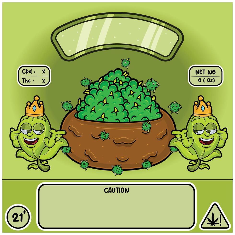 Tea Leaf Strain with Herbal Leaves in cartoon style. Herbal Leaves Design For Logo, Label and Packaging Product. vector