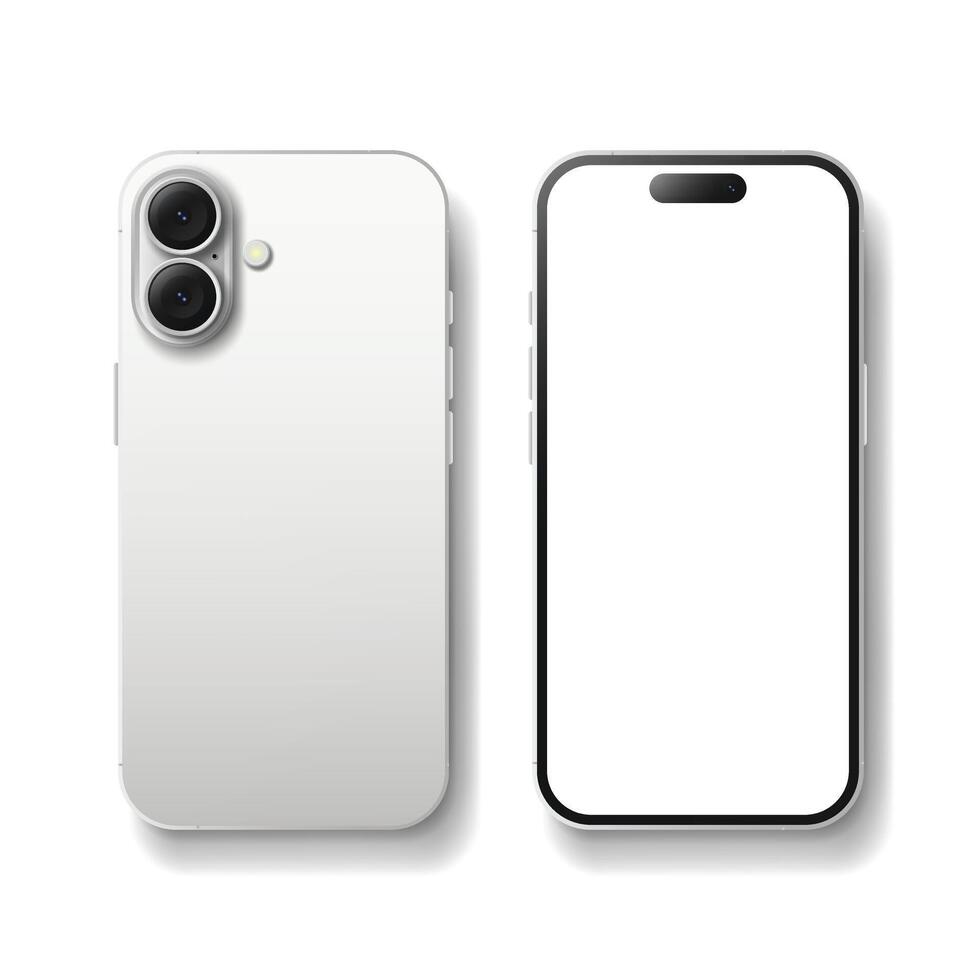 Smartphone models 16 white, isolated on white background vector