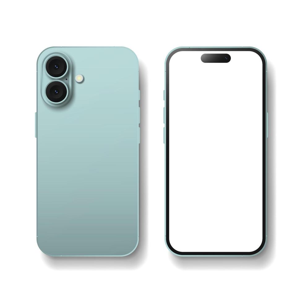 Smartphone models 16 green, isolated on white background vector