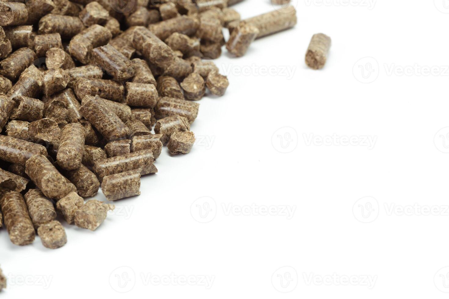 stack of wooden pellets for bio energy, white background, isolated photo
