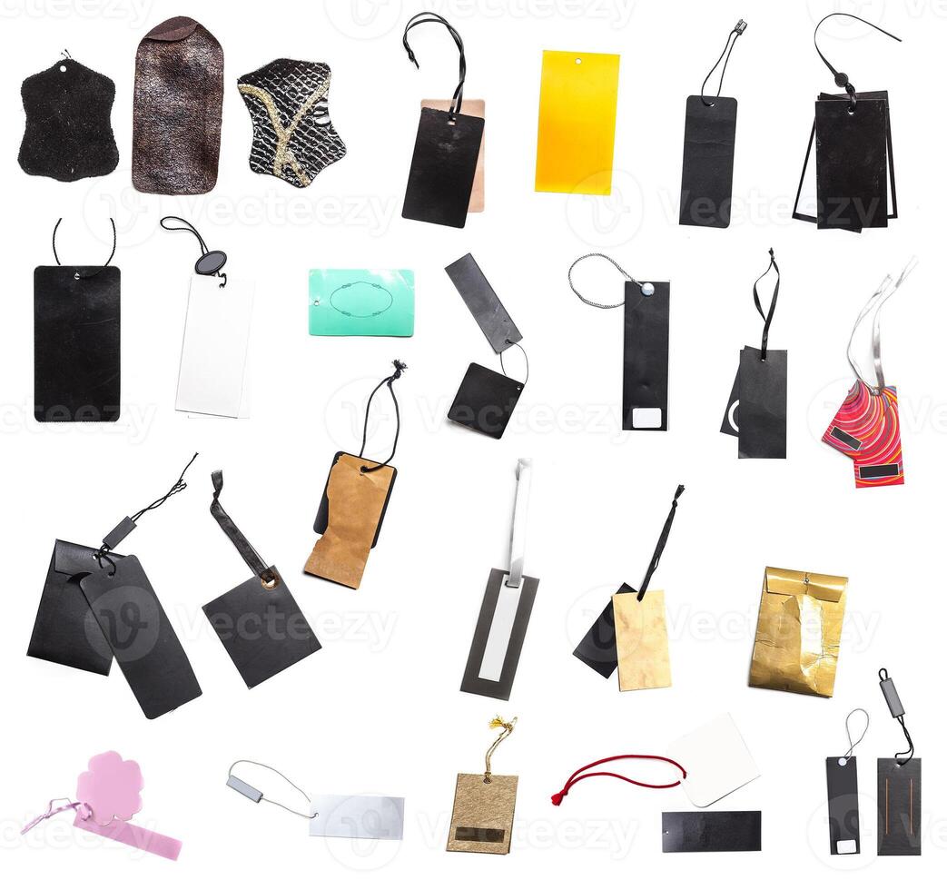set of the blank tags tied with string photo