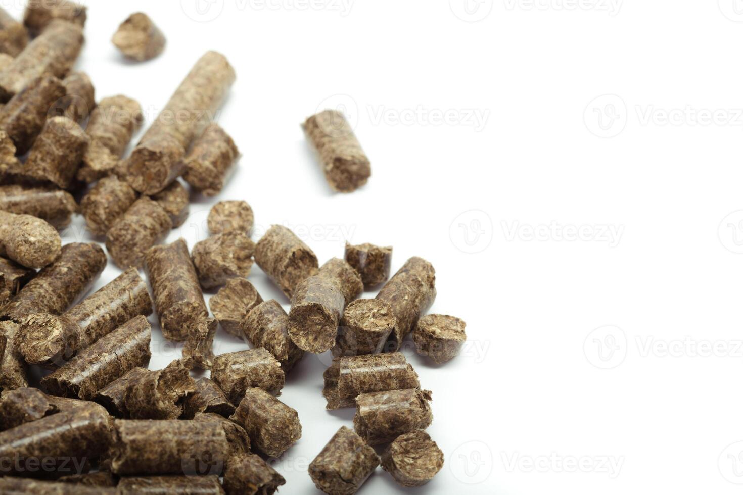 stack of wooden pellets for bio energy, white background, isolated photo