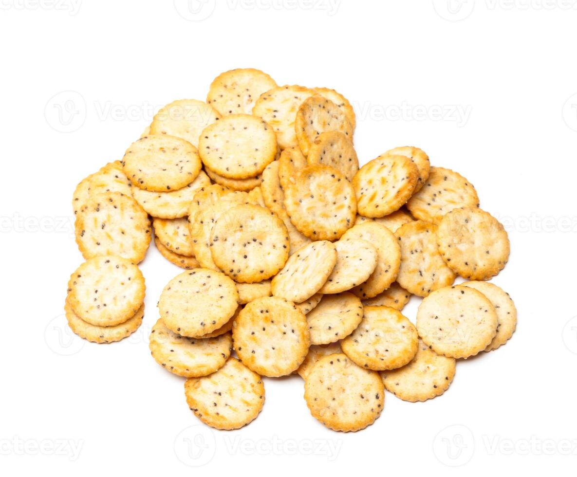 crackers on white background photo