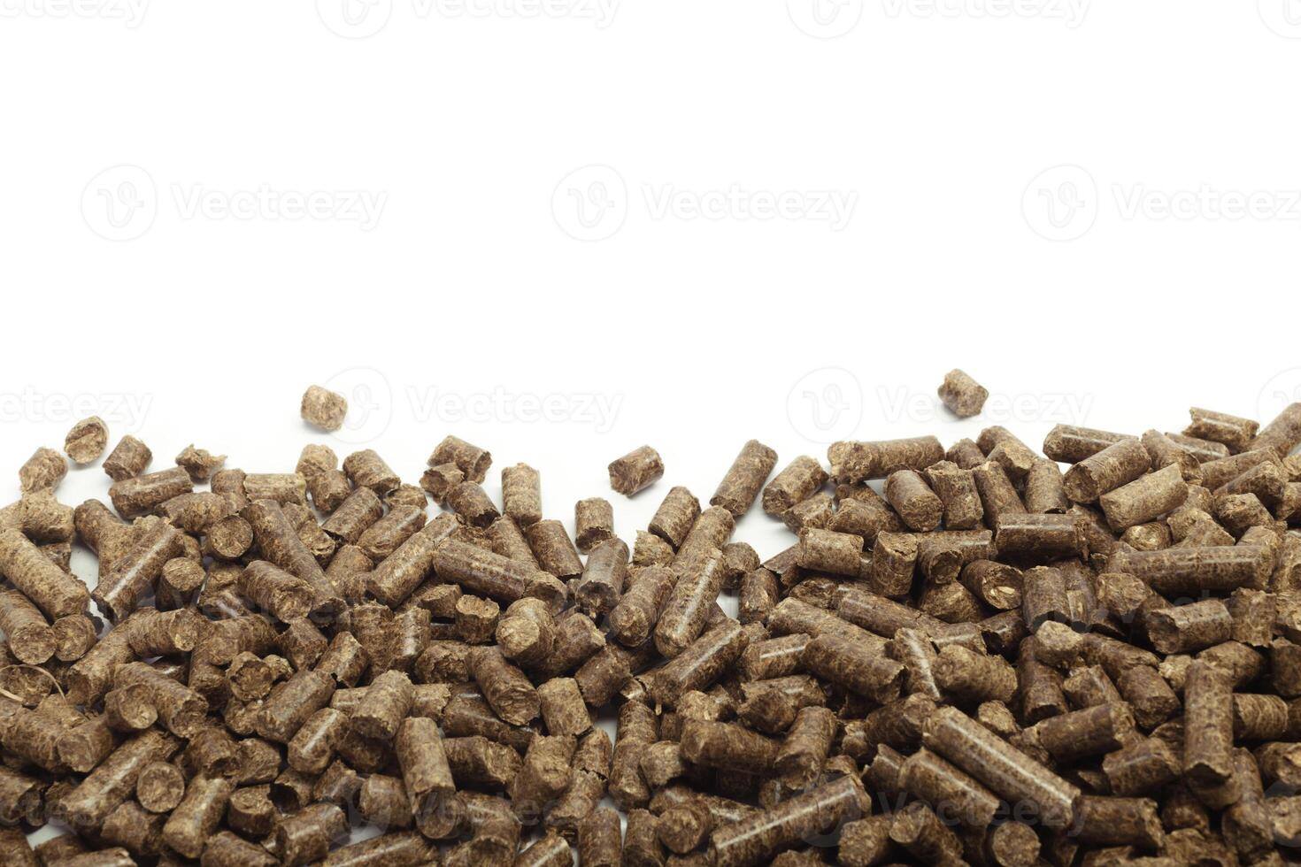 stack of wooden pellets for bio energy, white background, isolated photo