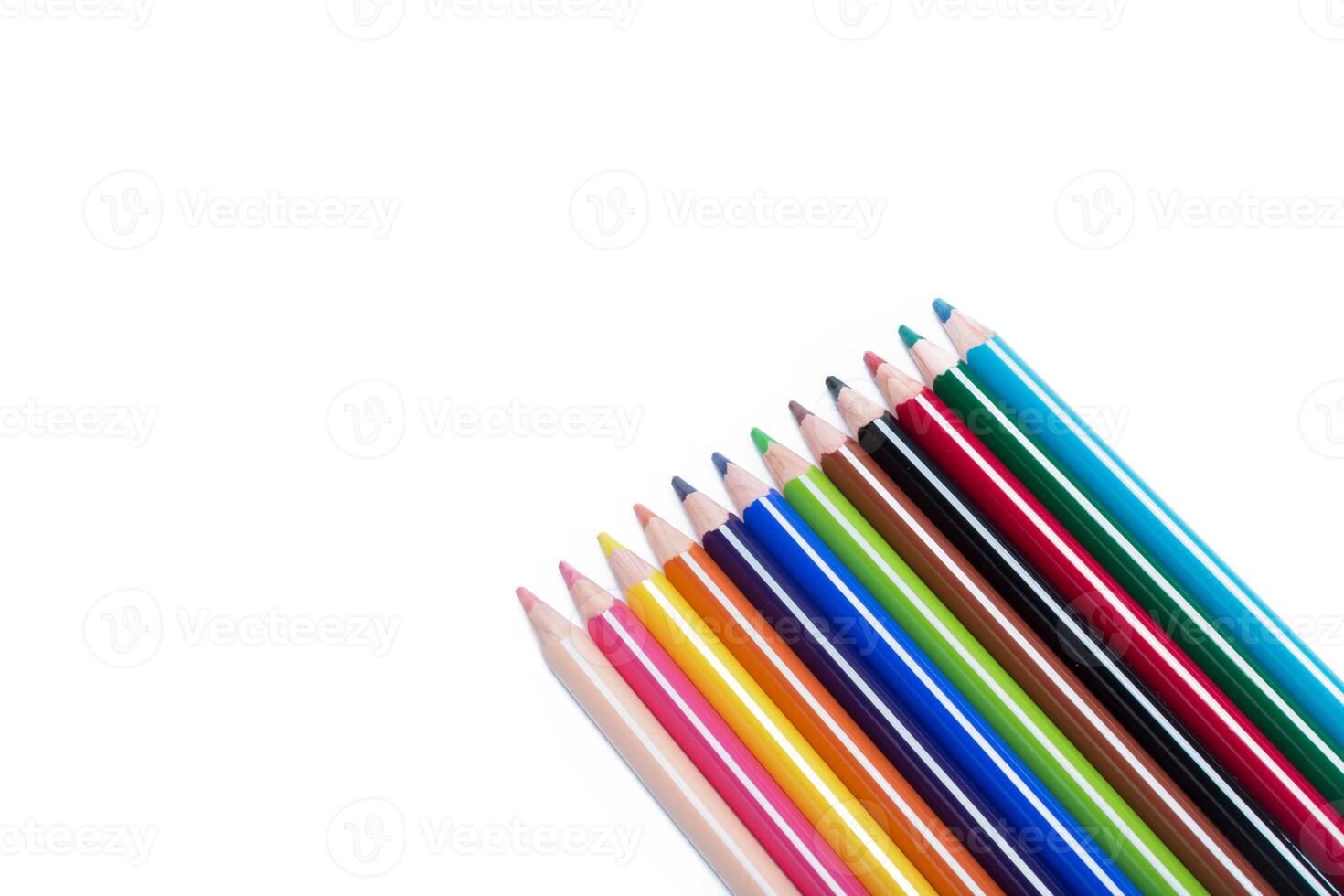 Color pencils isolated on white background photo