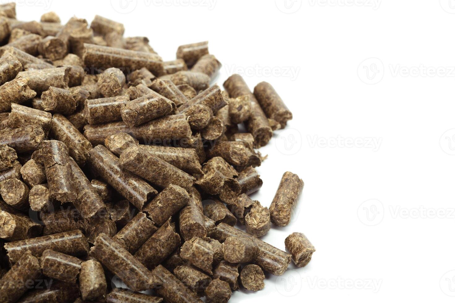 stack of wooden pellets for bio energy, white background, isolated photo