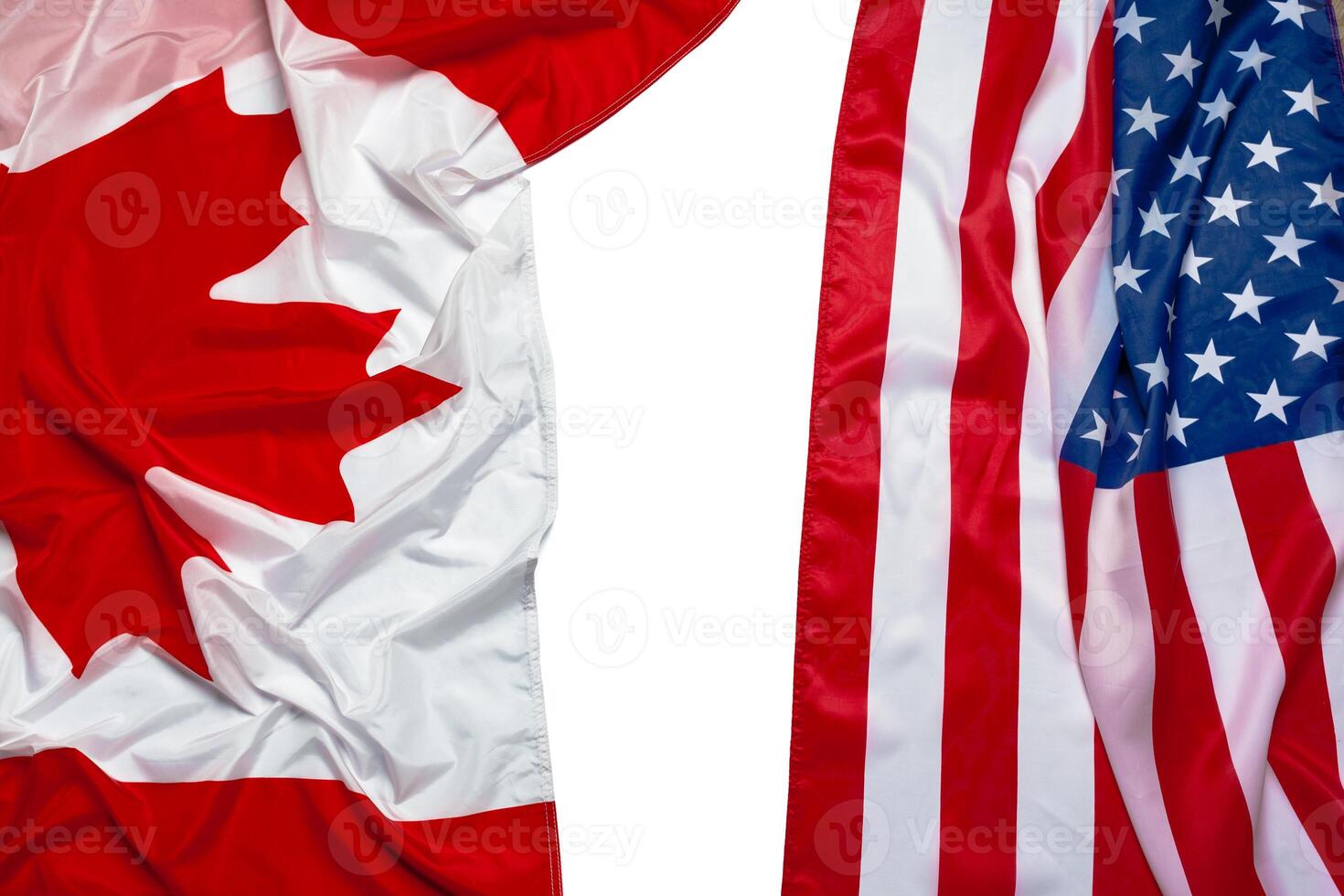 American and Canadian flags together photo