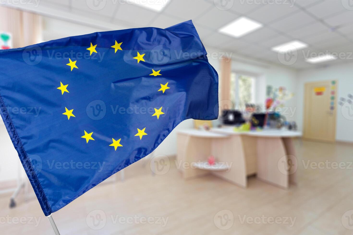 EU flag, euro flag, flag of european union waving photo