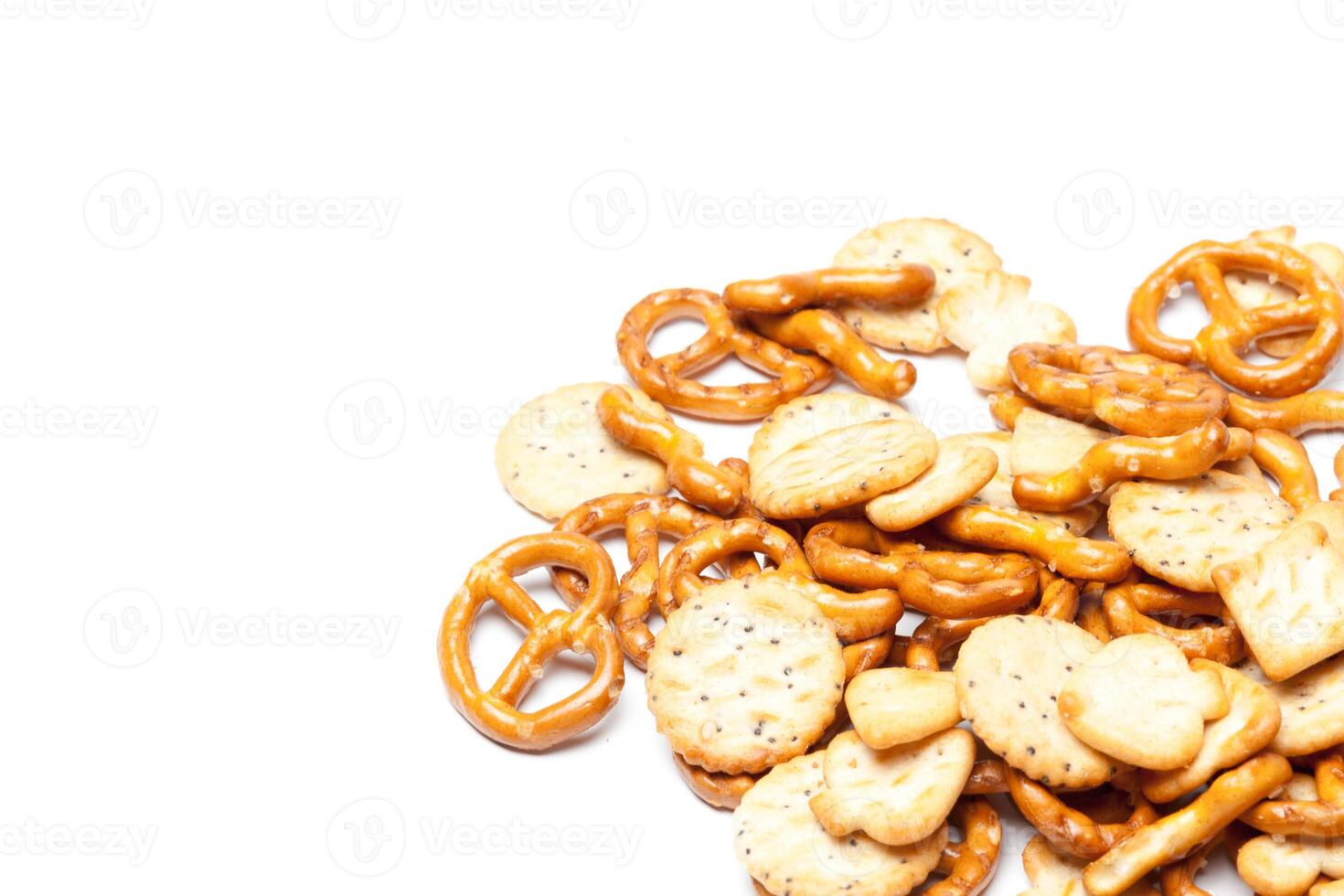 crackers on white background photo