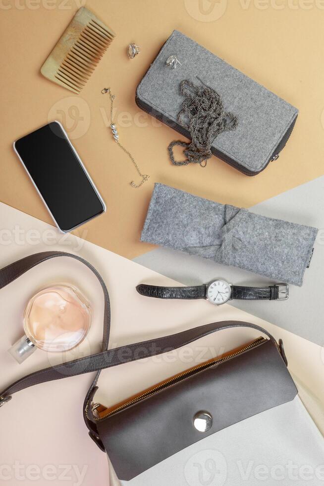View on women bag stuff photo