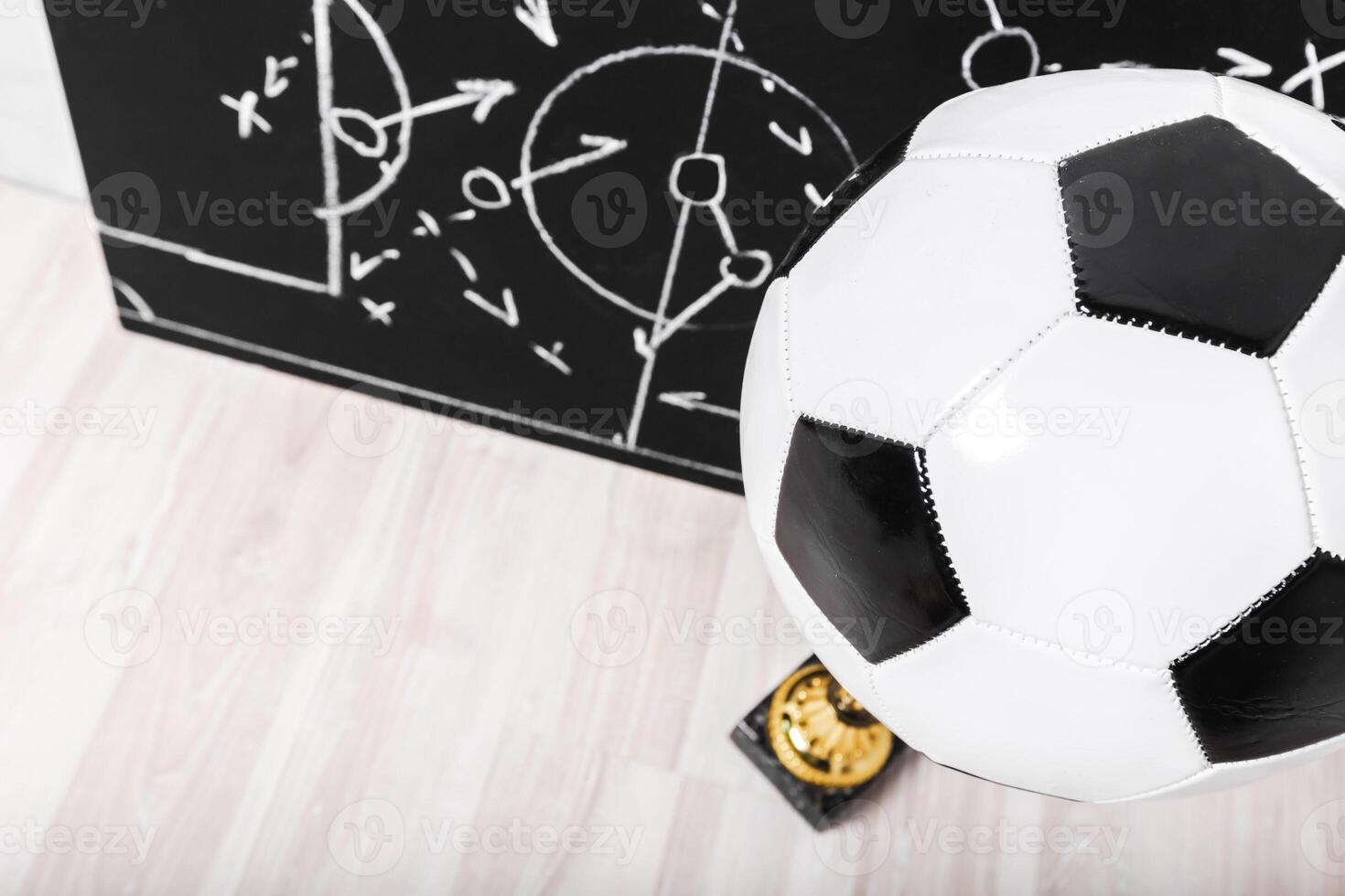 Soccer plan chalk board with formation tactic photo
